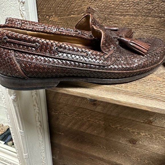 Cole Haan Brown Woven Leather Tassel Loafers – Men’s 8.5D - Picture 2 of 8
